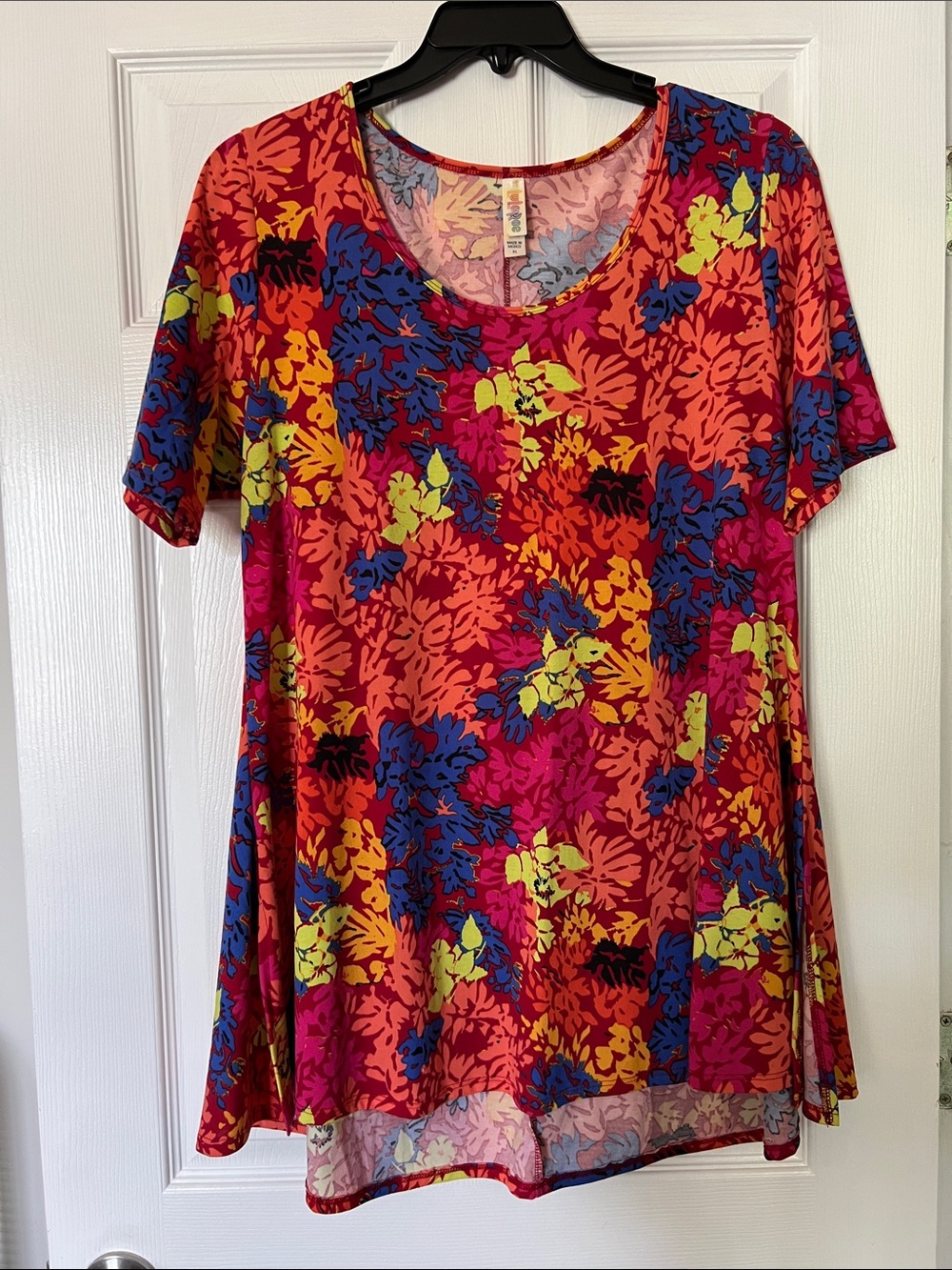 LuLaRoe Bright Floral Scoop Neck Tunic - Pink, Blue, Yellow